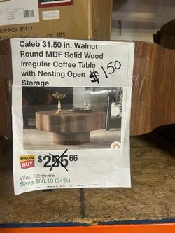 31.50in Round Walnut Coffee Table