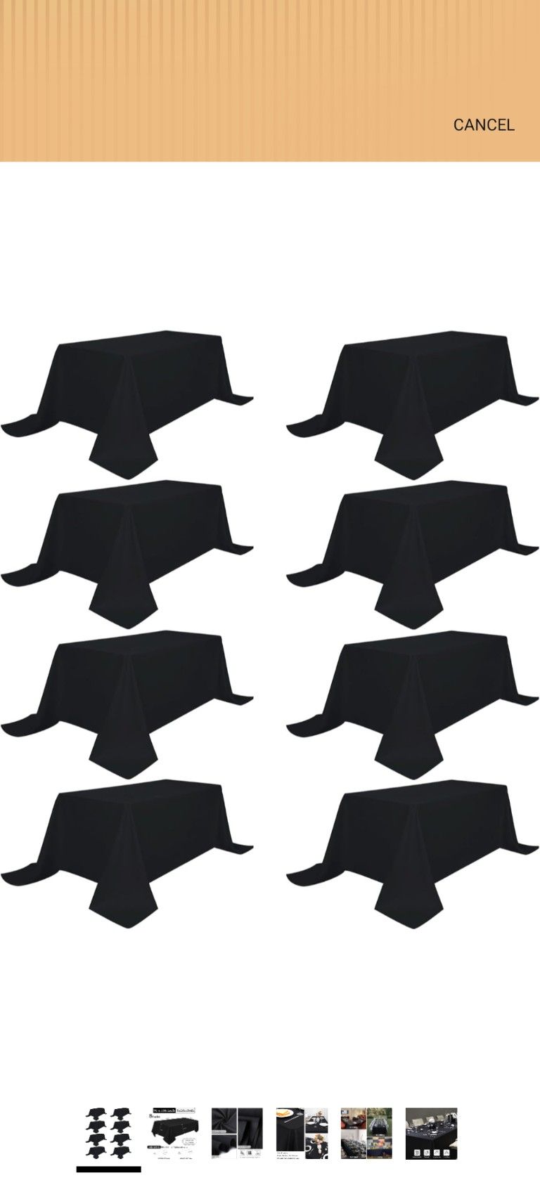 90x156in Black Rectangle Table clothes 