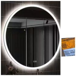 HOMEIBRO
40 in. W x 40 in. H Round Frameless LED Light with 3-Color and Anti-Fog Wall Mounted Bathroom Vanity Mirror