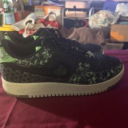 NIKE AIR FORCE 1 LOW CRATER FLYKNIT BLACK GREEN