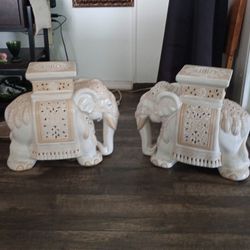 Two Ceramic Elephants