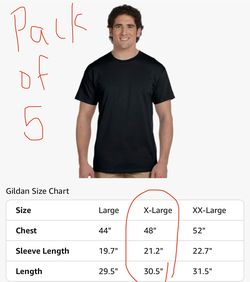 Gildan Black T-Shirt - X-Large - Pack of 5