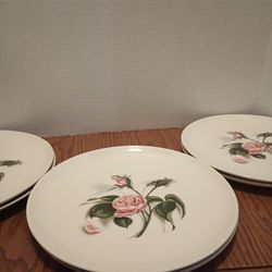 (6) 1950 Flawless Vintage 10 " Rose Dinner Plates
