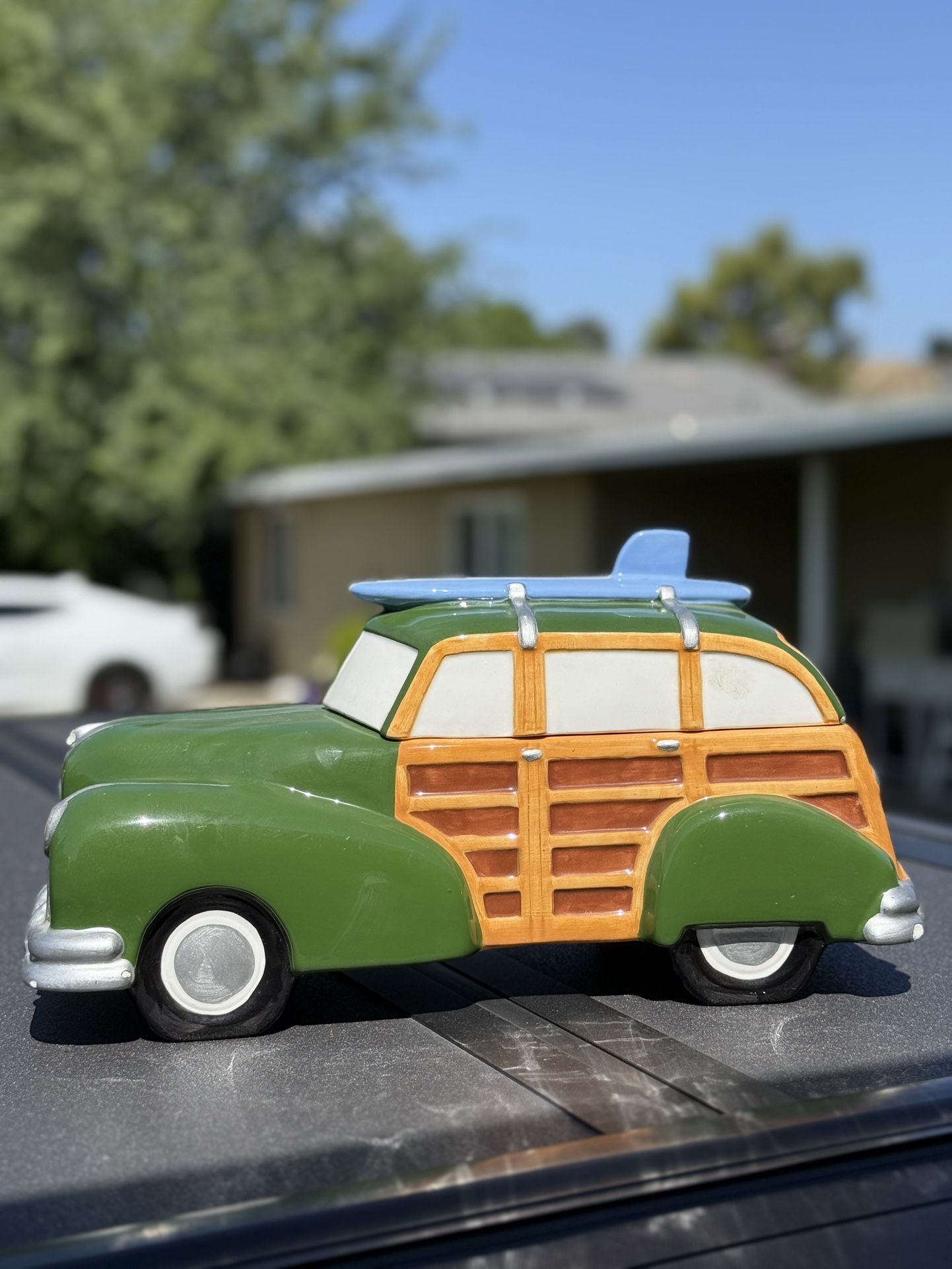 WOODYS WAGON CLAY COOKIE JAR