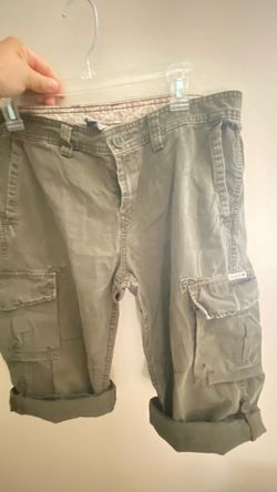Olive Green Cargo Capri Pants
