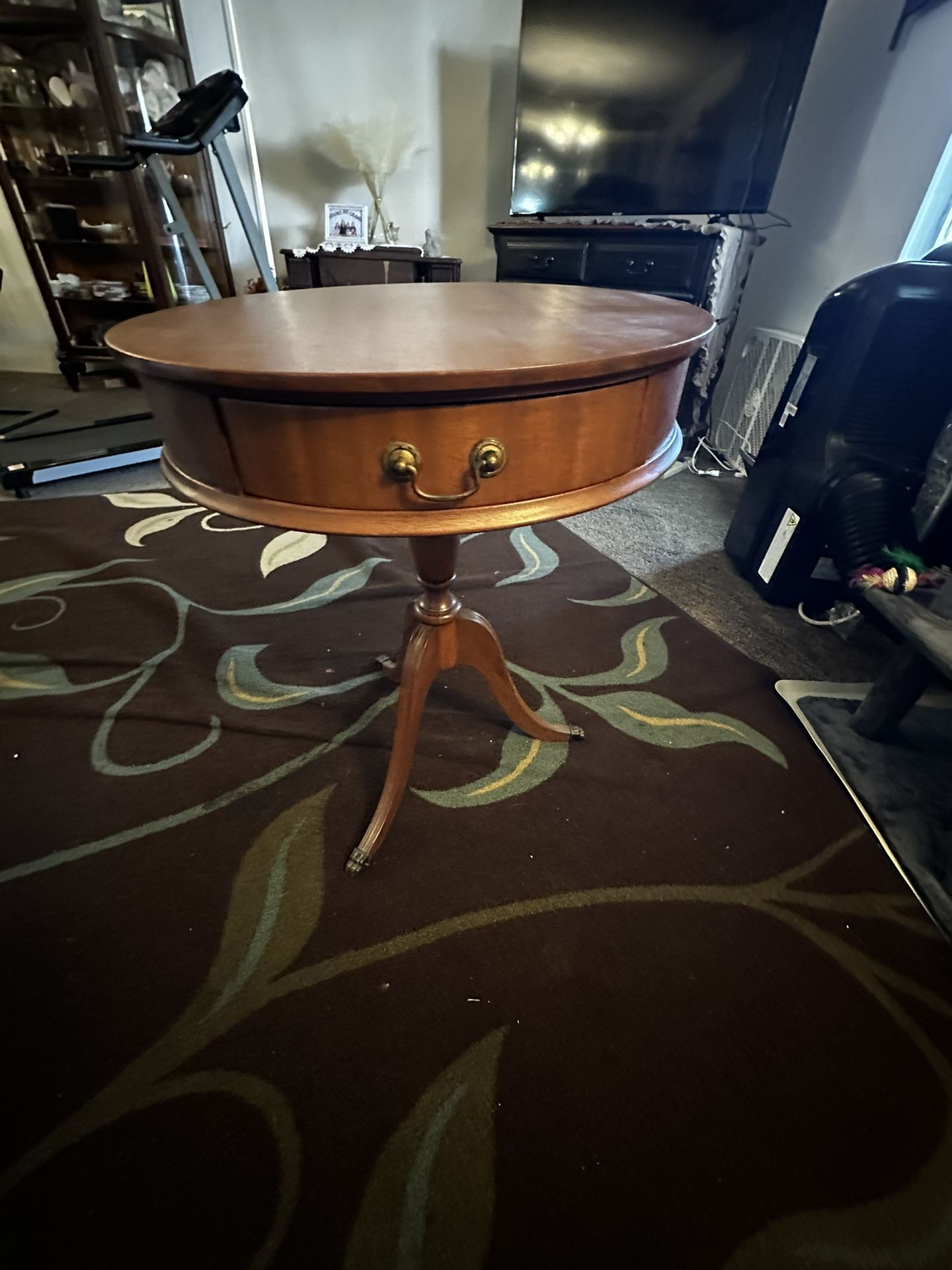 Vintage Round Table with Drawer