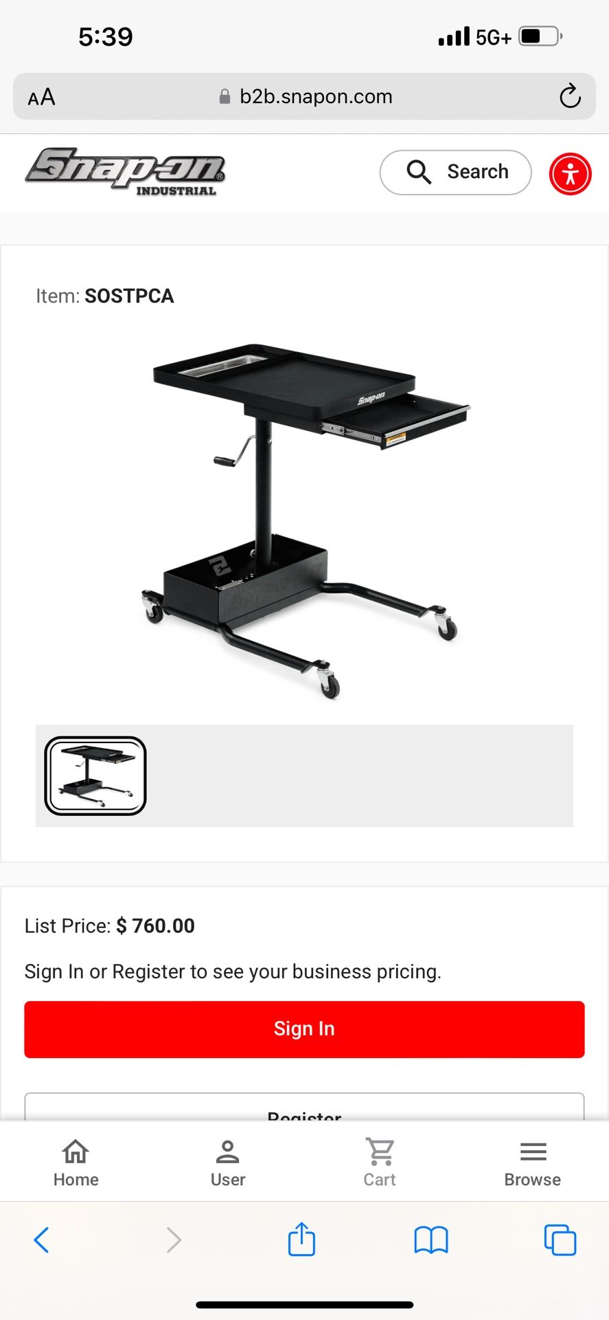 SnapOn Heavy Duty service cart SOSTPCA