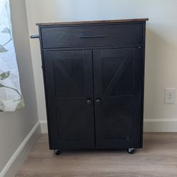 Rolling Kitchen Island w/ Storage + Power Outlet - Great Condition
