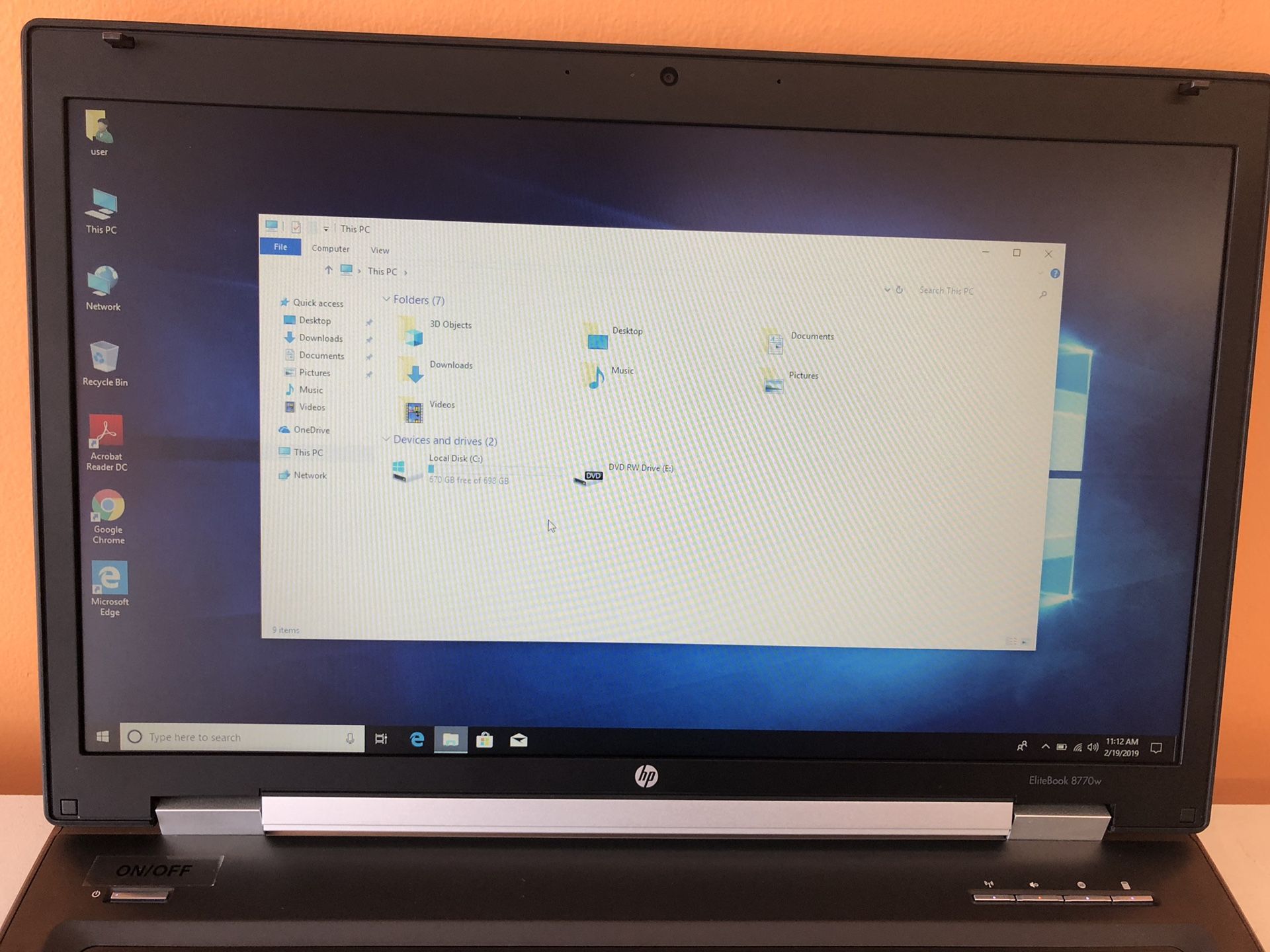 Hp eliteBook 8770w core i5 8gb Ram 750gb hard drive