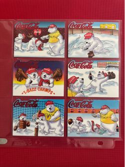 1996 Coca-Cola Trading Cards Complete Set of 6 Polar Bears T-Ball Practice