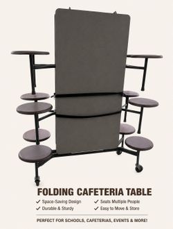Folding Cafeteria Table with Attached Seats