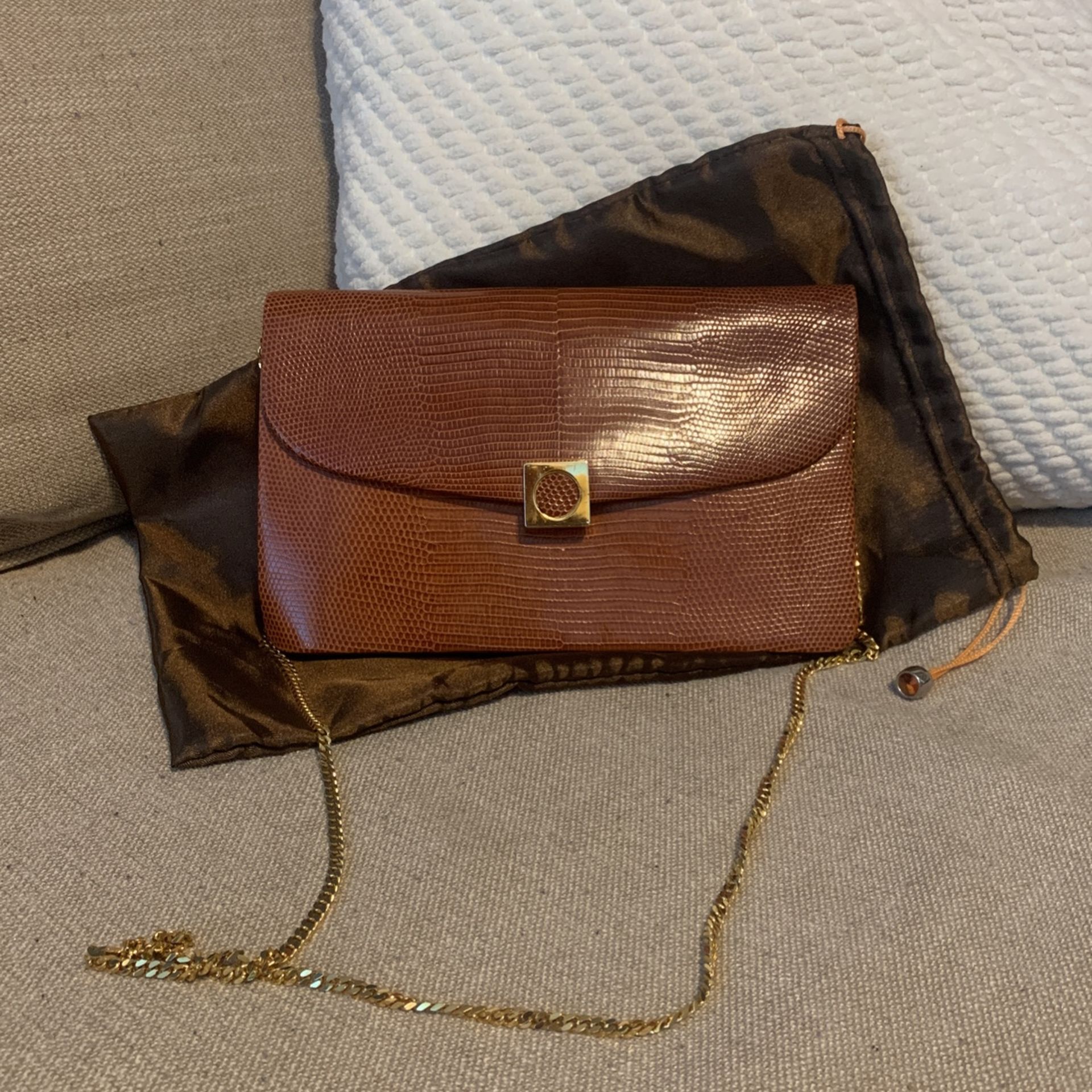 Launer London Convertible Brown Leather Handbag