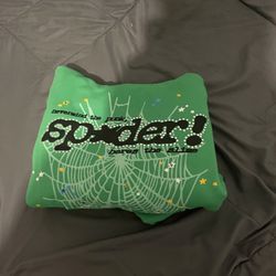 LARGE Green Rhinestone sp5der hoodie 