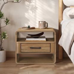 Wood Storage End Table & Nightstand,Light Oak ,15.75''，IF2628