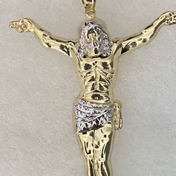 10k Jesus Body Pendant 3 Inch Solid Back