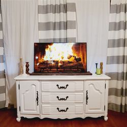 White Solid Media Dresser Buffet Console