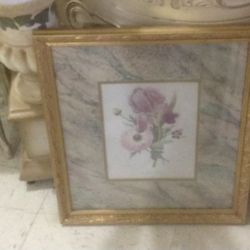 Gold Frame Floral Flowers Painting 