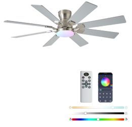 52" RGB Flush Mount Ceiling Fan with Remote