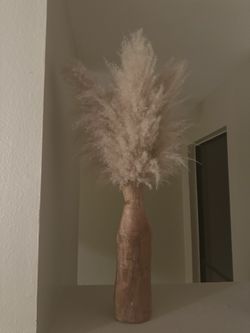 West Elm Wooden Vase And Real Pampas