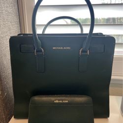 Michael Kors Dark Green Tote and Wallet