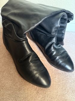 Black Leather Slouchy Boot - 7 - Nordstrom