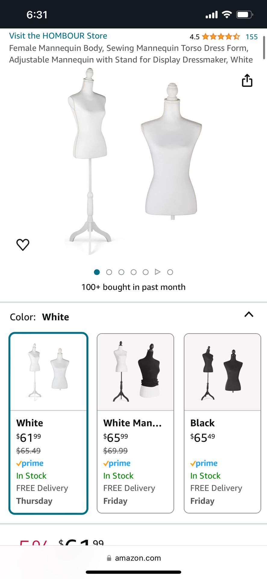 White dress form. Brand New In Box Never Used Or Assembled!