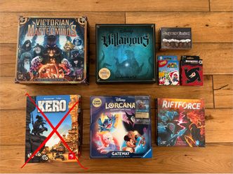 8 Board Game Lot – Lorcana Gateway + Promo, Villainous, Victorian Masterminds & More!