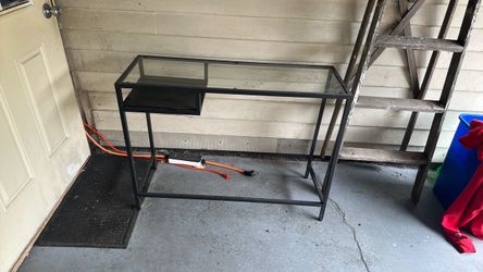 Glass and metal desk