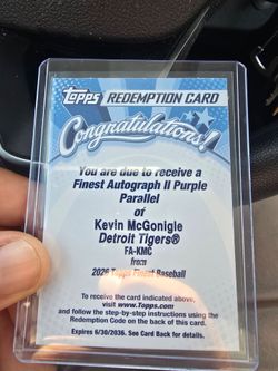 (Not 1 dollar) 2026 Topps Finest KEVIN McGONIGLE Purple Parallel Rookie AUTO /75