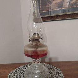 Vintage Glass Oil Lamp 19" Tall