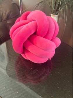 hot pink round velvet decorative knot throw pillow So Cute
