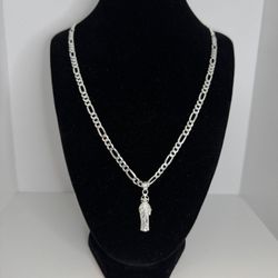 Cadena figaro con dije de San Judas Tadeo plata 925