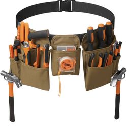 19 Pocket Tool Belts with Quick Release Buckle, Adjustable Utility Belt,Work Apron for Men and Women,for Garden,Electrician,Carpenter,Construction,Gif