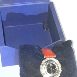 Swarovski Crystal Leather Watch Works Great 