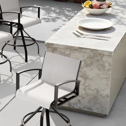 Set of 2 Outdoor Swivel Bar Stools -28.3" H Aluminum Bar Height Bar Stools with High Arms Backs, All Weather Bar Chairs, (Oyster)