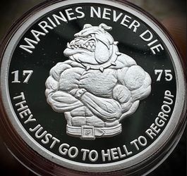 2023 1oz Silver Shield Marines Never Die .999 Silver Proof Round
