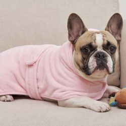 New Large Soft Pink Puppy Dog Quick Drying Super Absorbent Bath Robe