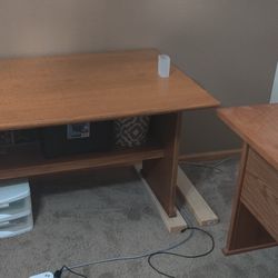 Solid Oak 3 Piece Desk (Corner Unit Not Pictured)