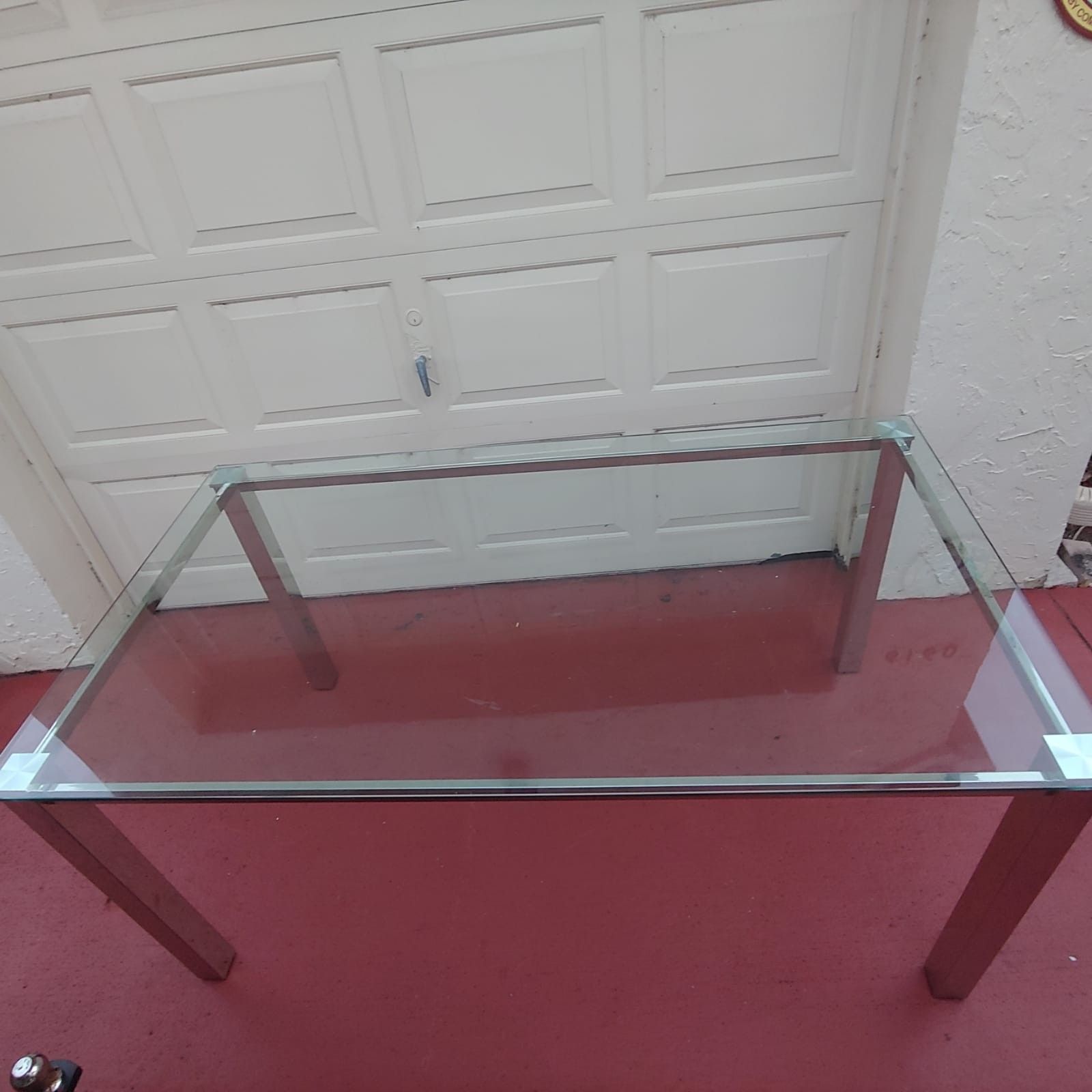 Desk -Glass table- Modern Tempered Glass Table with stainless steel base