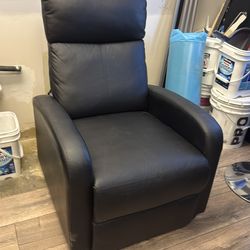 Black leather, reclining chair