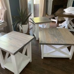 Custom coffee table farmhouse Wood  Modern Rustic Center Oval Set End Table Side Table  Storage Monastery Set Chest  Restoration hardware Carpenter