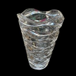 Perfect Vase For Mother’s Day Flowers Mikasa Atlantic Crystal Vase features a rippling, wavy pattern reminiscent of frozen water.  