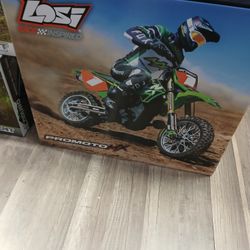 Losi Pro Moto MX Kawasaki Green 1/4 Scale Brushless Electric RC Motocross Motorcycle Including Battery And A Charger Brand New Winter Special Deal