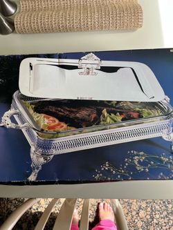 Silver-Plated Serving Tray with Dome Lid