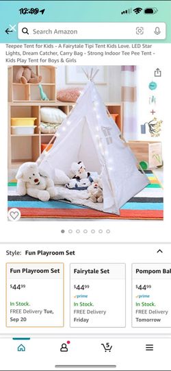 Teepee Tent for Kids With LED Star Lights