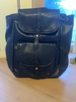 Bella Russo Black Faux Leather Backpack Pack Purse