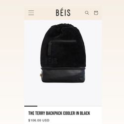 BEIS Terry Backpack Cooler 
in Black NEW