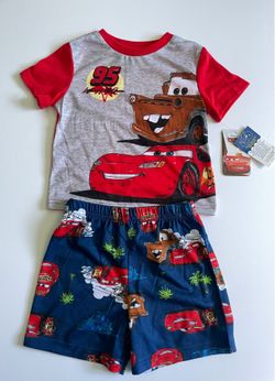 2T Toddler Boys Disney Pixar Cars Lightning McQueen & Mater 2 Piece Pajama Short Set