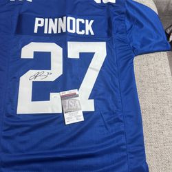 Jason Pinnock Signed Autograph Custom Jersey - JSA COA - NEW York Giants