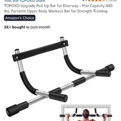 Visit the TOPOKO Store TOPOKO Upgrade Pull Up Bar for Doorway - Max Capacity 440 lbs, Portable Upper Eody Workout Bar for Strength Training